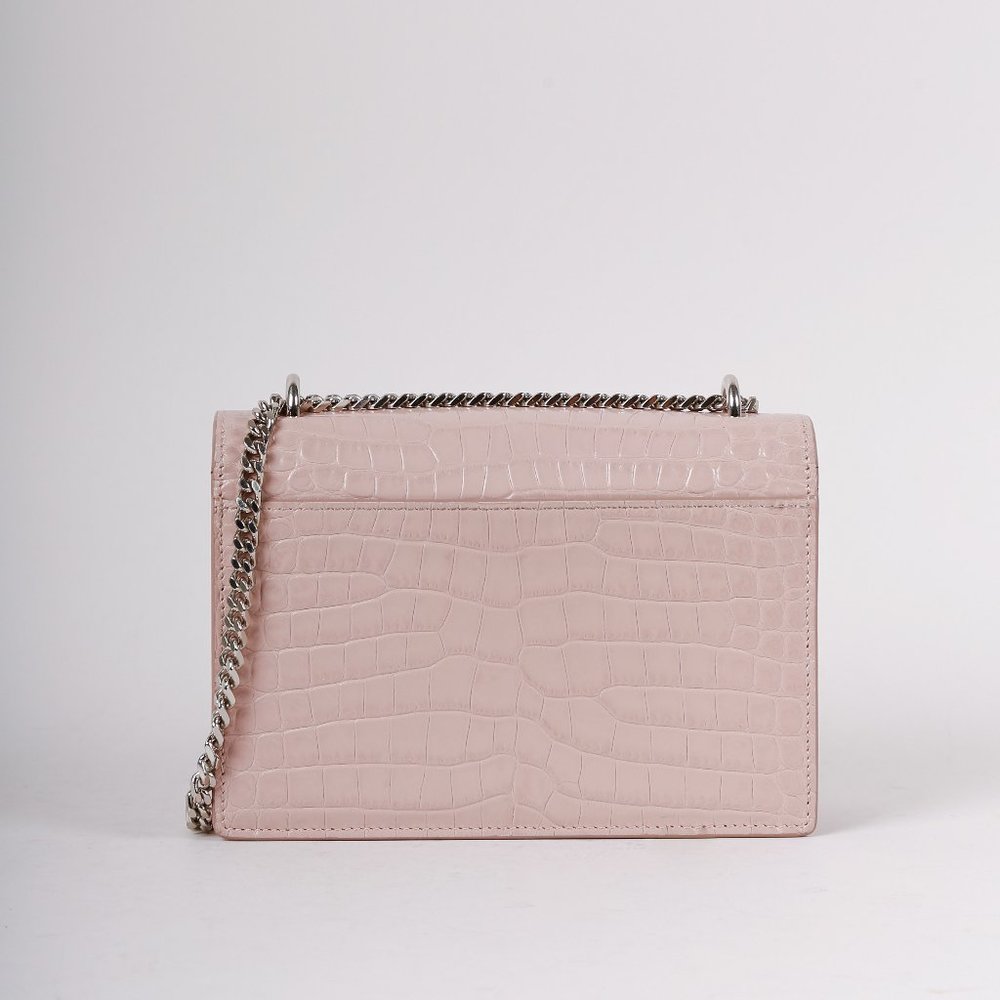 Saint Laurent Powder Pink Croc Mini Sunset Bag - Picture 3 of 9